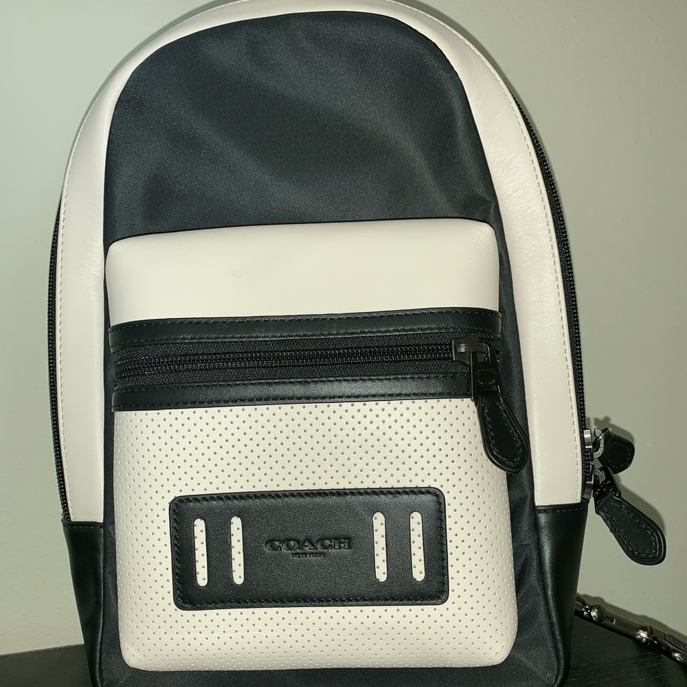 Black and White Coach Academy Bag